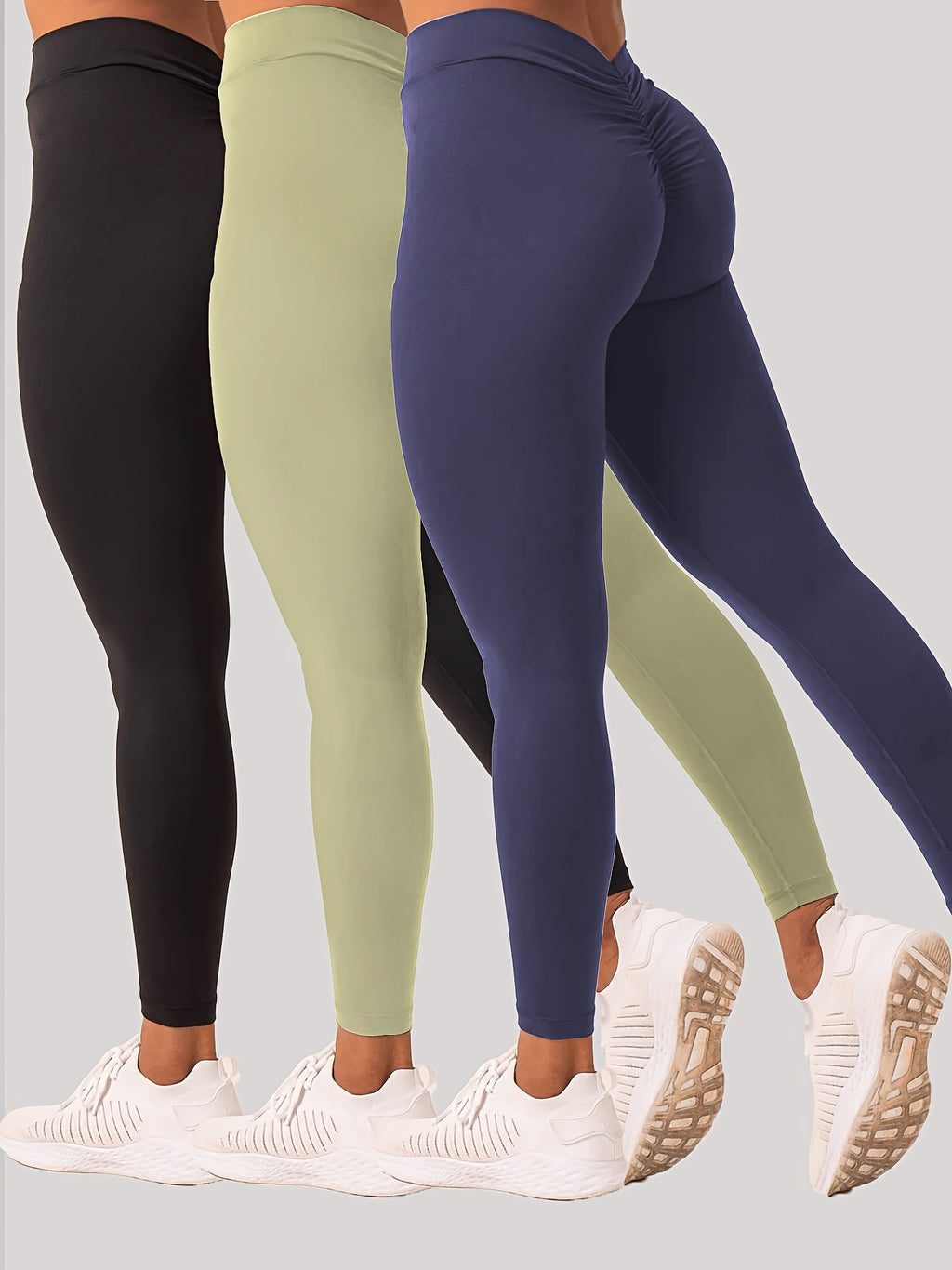 W>U>N 3 Pack Women's Yoga Leggings With High Waistband, Moisture-Wicking, And Stretchy, Perfect For Outdoor Activities And Fitness