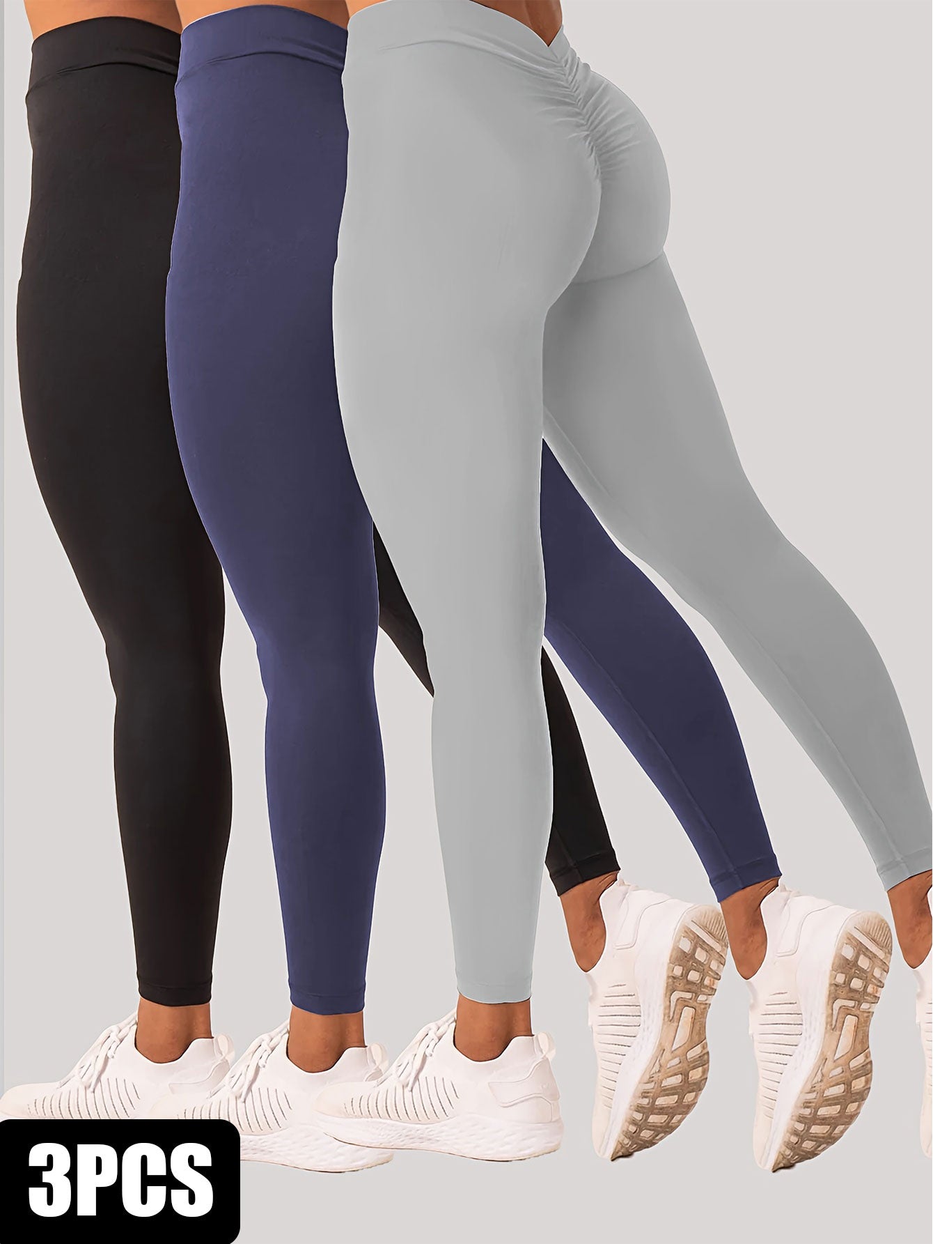 W>U>N 3 Pack Women's Yoga Leggings With High Waistband, Moisture-Wicking, And Stretchy, Perfect For Outdoor Activities And Fitness